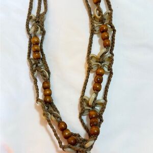 Boho Multi-Strand Brown Bead and Cord Necklace